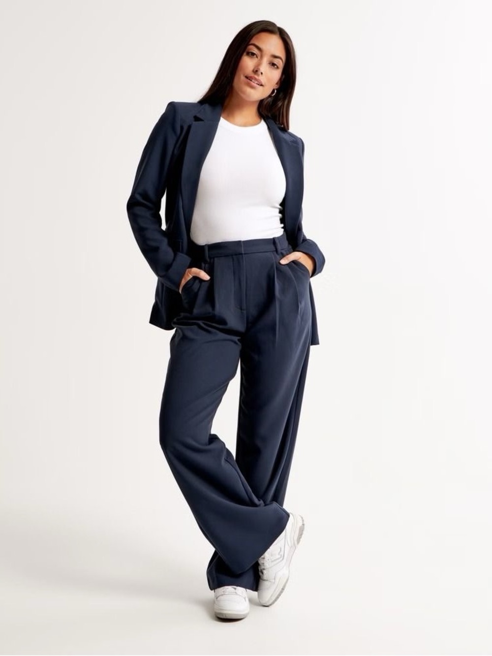 Abercrombie & Fitch Tailored Wide-Leg Pants - Navy